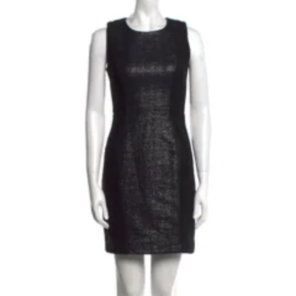 Milly Black Boucle & Coated Nylon Sleeveless Sheath Dress Sz 2 - EUC